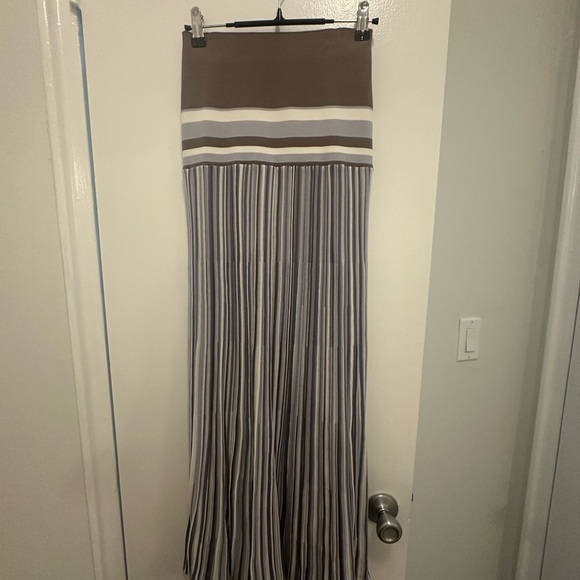 Faithfull the Brand Striped A-Line Skirt - Blue, White, Brown - Picture 3 of 7